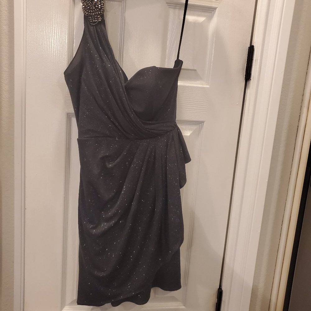 Sparkly One shoulder embellished dress - short